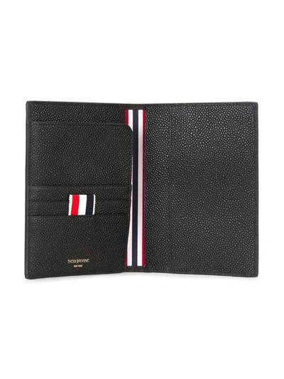 Thom Browne Passport Holder In Pebble Grain In Black