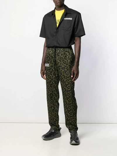 Pleasures Leopard Print Drawstring Trousers In Green