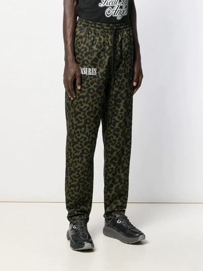 Pleasures Leopard Print Drawstring Trousers In Green