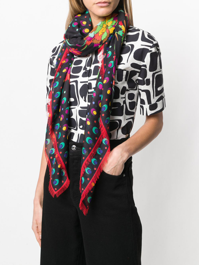 Shop La Doublej Floral Print Square Scarf In Black