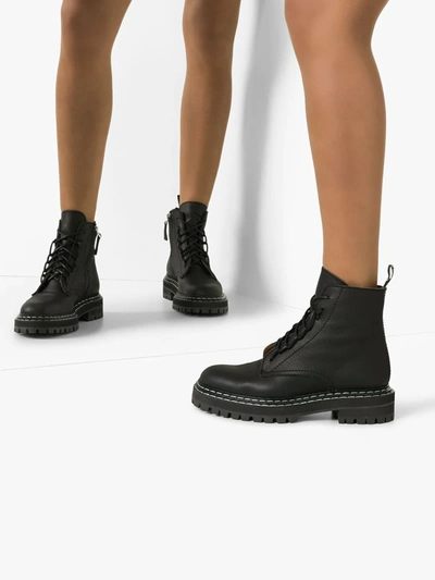 Shop Proenza Schouler Leather Lace-up Boots In Black