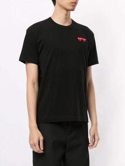Shop Comme Des Garçons Play Double Heart Appliquéd T-shirt In Black