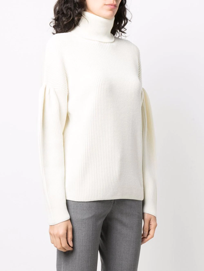 Shop Jacob Cohen Roll-neck Virgin Wool Jumper In Weiss