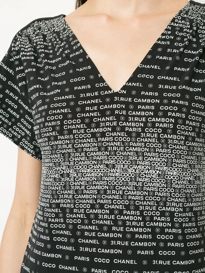 Pre-owned Chanel 2009 Logo-print V-neck T-shirt In Black