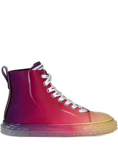 Shop Giuseppe Zanotti Gradient Effect High-top Sneakers In Red