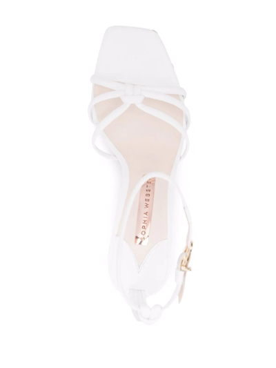 Shop Sophia Webster Flamingo Leather Sandals In White