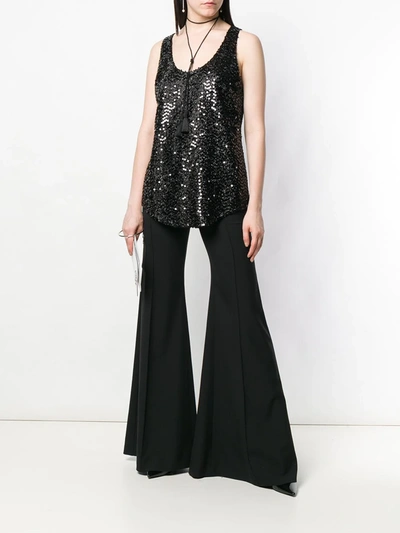 Shop Balmain Longline Sequinned Tank Top In Black