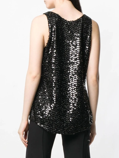 Shop Balmain Longline Sequinned Tank Top In Black