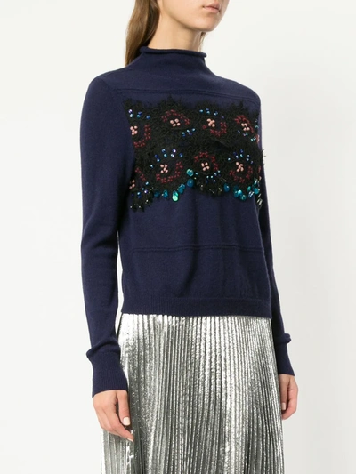 Shop Onefifteen Sequin Embellished Sweater In Blue