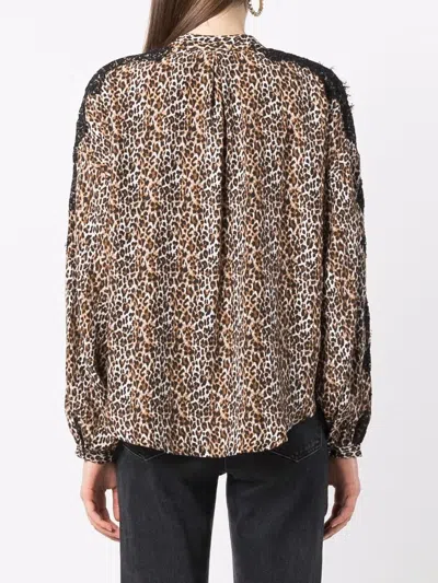 Gold Hawk Silk Leopard Print Blouse In Nude