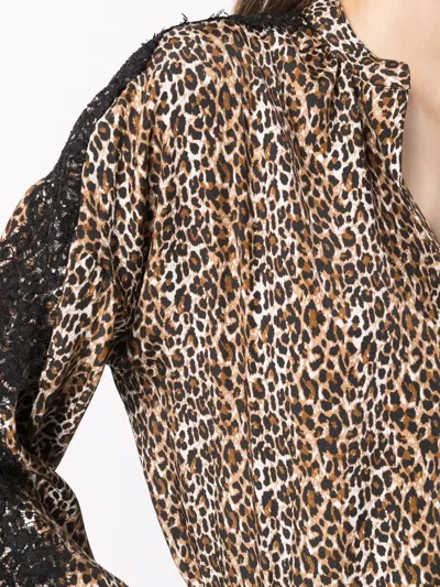 Gold Hawk Silk Leopard Print Blouse In Nude