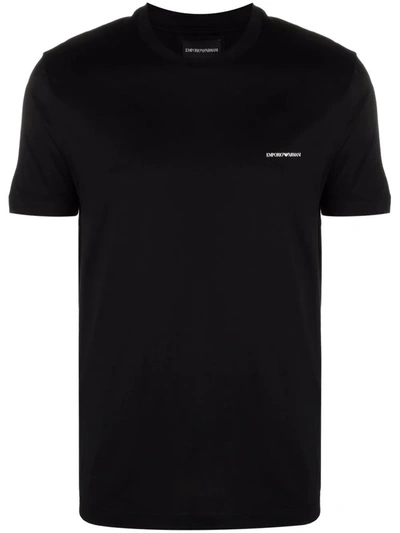 Shop Emporio Armani Logo-print Crew Neck T-shirt In Schwarz