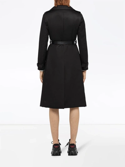 Shop Prada Belted Trench Coat In Black