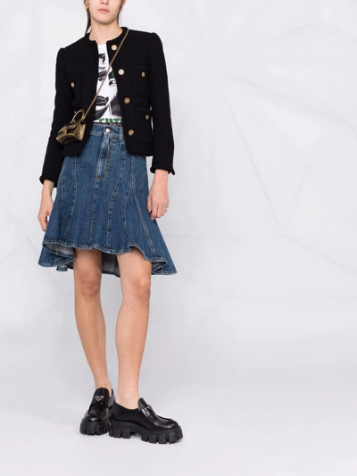 Saint Laurent Tweed Diamond Pocket Short Jacket In Black