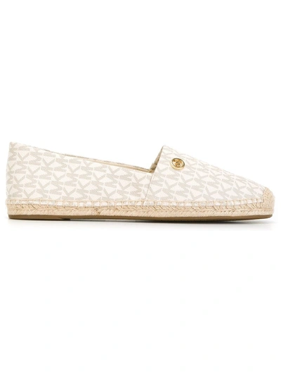 Shop Michael Michael Kors Logo Print 'kendrick' Espadrilles In Neutrals