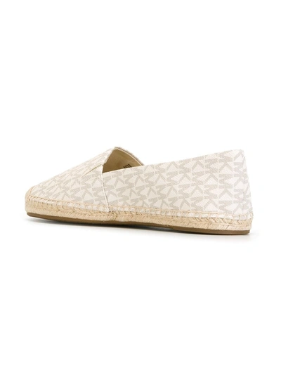 Michael Michael Kors Logo-print Faux Leather Espadrilles In Neutrals