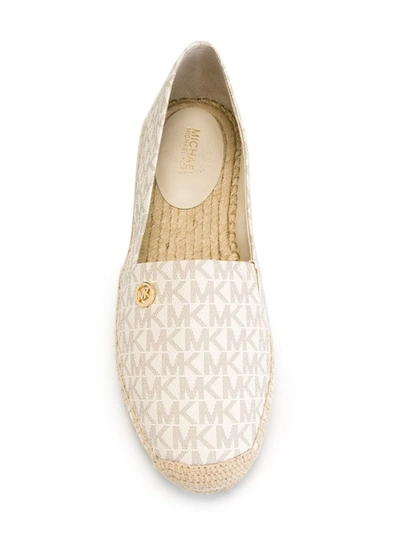 Michael Michael Kors Logo-print Faux Leather Espadrilles In Neutrals