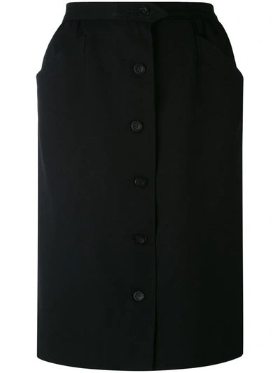 Pre-owned Saint Laurent Button Front Skirt In Black