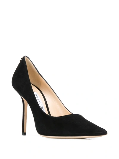 Jimmy Choo Romy 85 Spitze Pumps Aus Schwarzem Leder Mit Eidechsen-print In Black