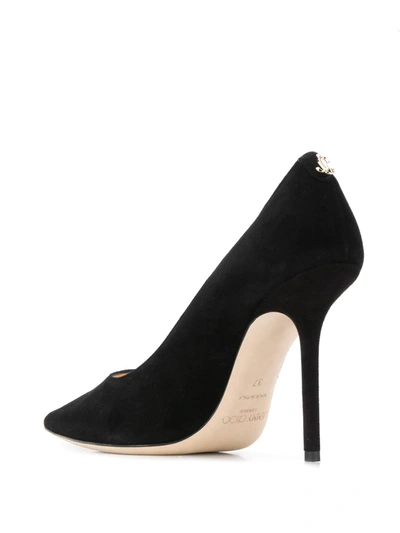Jimmy Choo Romy 85 Spitze Pumps Aus Schwarzem Leder Mit Eidechsen-print In Black