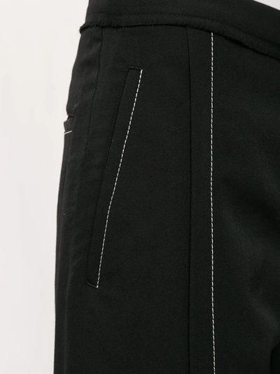 Shop Yohji Yamamoto Lace-up Cropped Trousers In Black