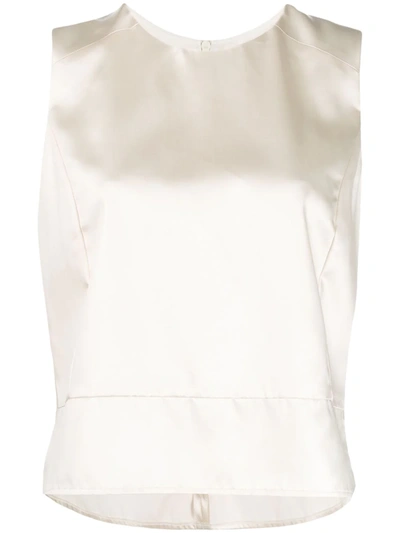 Shop Sara Lanzi Sleeveless Fitted Top In Neutrals