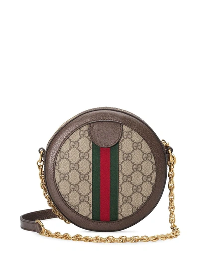 Gucci Ophidia Mini Gg Round Shoulder Bag In Neutrals