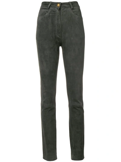 Pre-owned A.n.g.e.l.o. Vintage Cult 1980's Suede Trousers In Grey