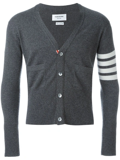 Shop Thom Browne 4-bar Cashmere Cardigan In Grey