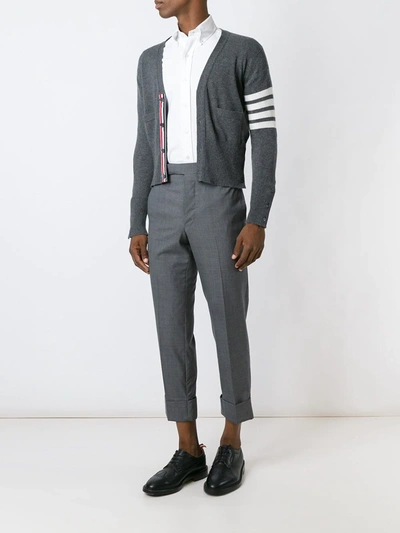 Shop Thom Browne 4-bar Cashmere Cardigan In Grey