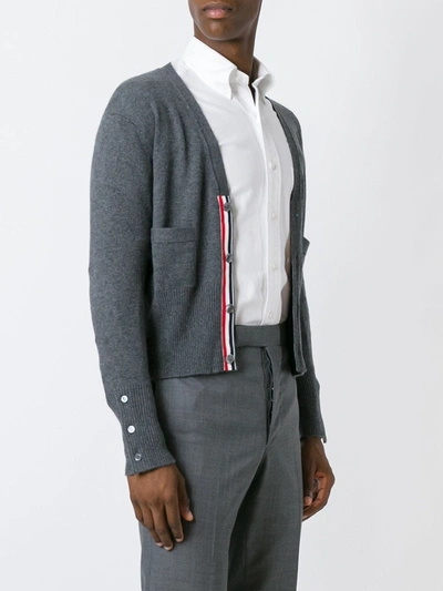 Shop Thom Browne 4-bar Cashmere Cardigan In Grey