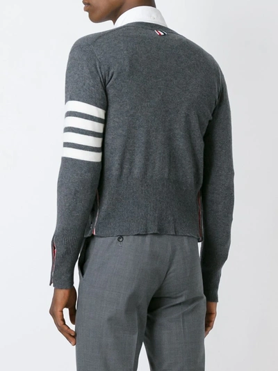 Thom Browne Cashmere Cardigan With Grosgrain Ribbon Trim In Grey