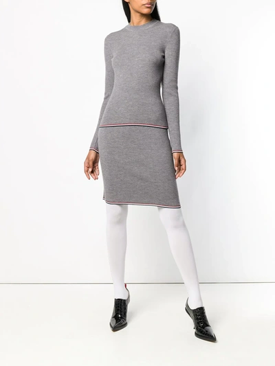 Shop Thom Browne Rwb Tipping Stripe Jumper In Grey