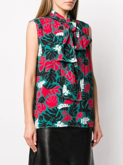 Shop Marni Eyed Leaves Print Top In Green