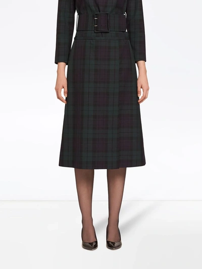 Shop Marc Jacobs Check Midi Skirt In Blue