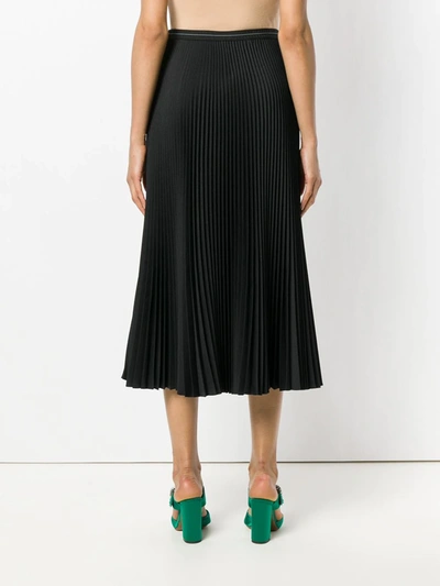 Shop Prada Pleated Midi Skirt In Black