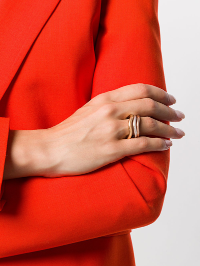 Shop Charlotte Chesnais Wave Set Of Three Rings In Gold