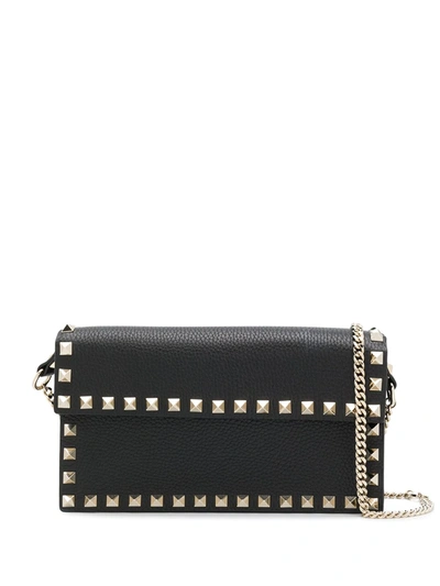 Shop Valentino Rockstud Chain Wallet In Black