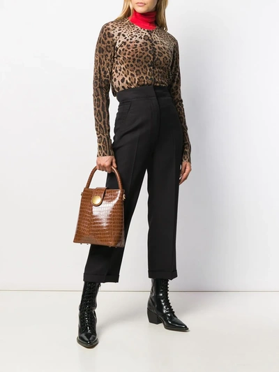 Dolce & Gabbana Leopard-print Virgin Wool Cardigan In Brown