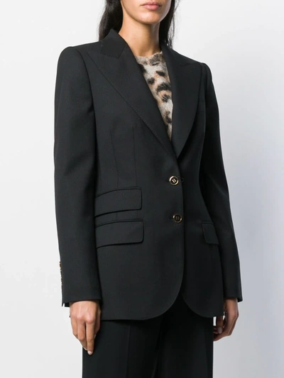 Shop Dolce & Gabbana Peaked Lapel Blazer Jacket In Black