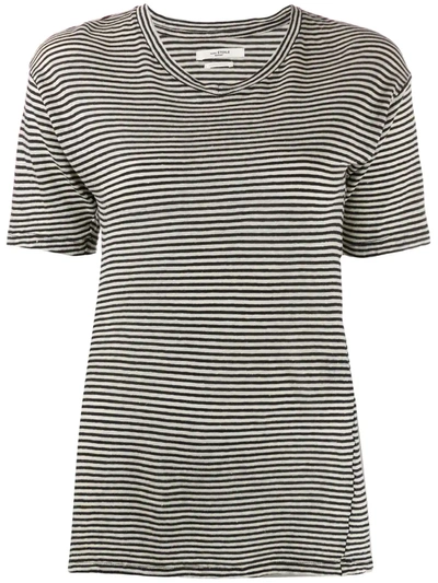 Shop Isabel Marant Étoile Striped Longline T-shirt In Black