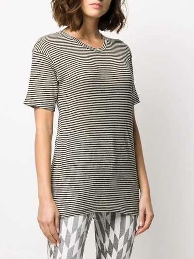 Shop Isabel Marant Étoile Striped Longline T-shirt In Black