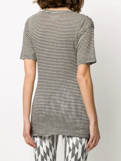 Shop Isabel Marant Étoile Striped Longline T-shirt In Black