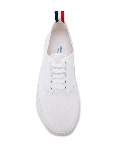 Thom Browne Online Exclusive White Heritage Vulcanized Sneakers In White