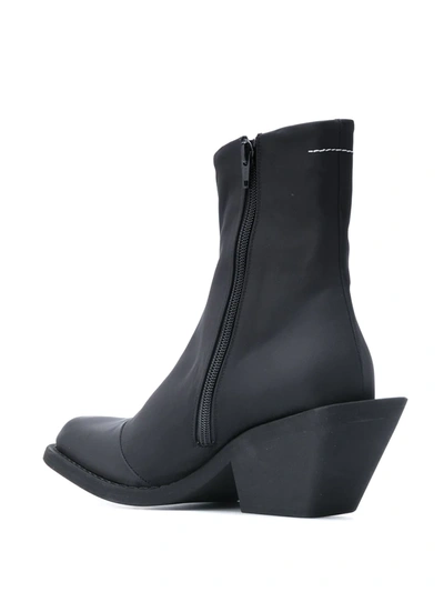 Shop Mm6 Maison Margiela Logo Patch Ankle Boots In Black