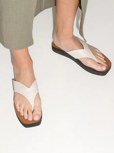 Shop Atp Atelier Melitto Leather Flatform Sandals In White