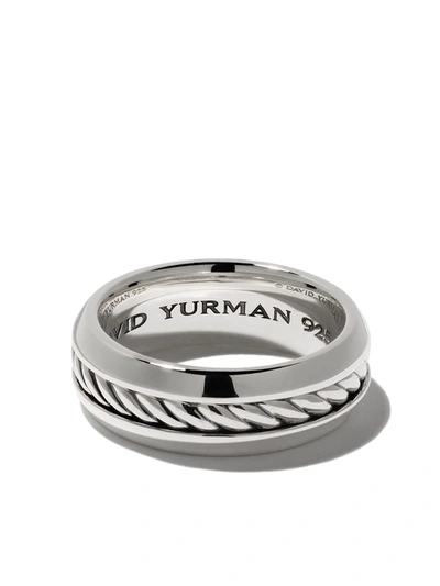 Shop David Yurman Sterling Silver Cable Inset Band Ring In Ss