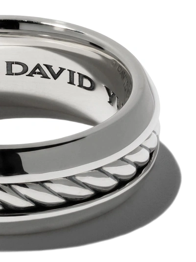 Shop David Yurman Sterling Silver Cable Inset Band Ring In Ss