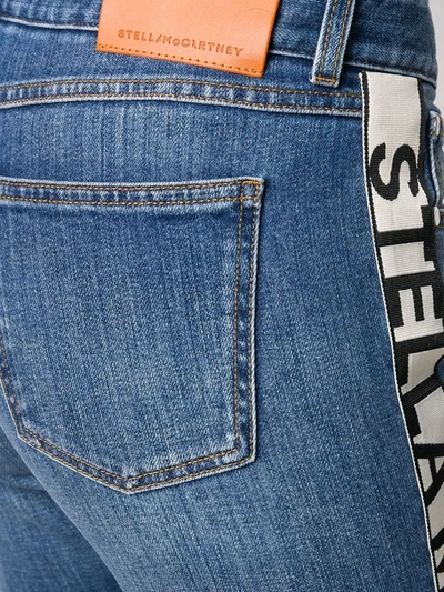 Shop Stella Mccartney Logo-stripe Cropped Jeans In Blue