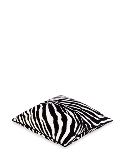 Shop Dolce & Gabbana Medium Zebra-print Velvet Cushion In Black